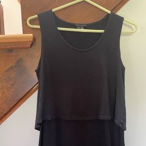 Theory Super Soft Cotton Double Layered Faux Crop Black Tank